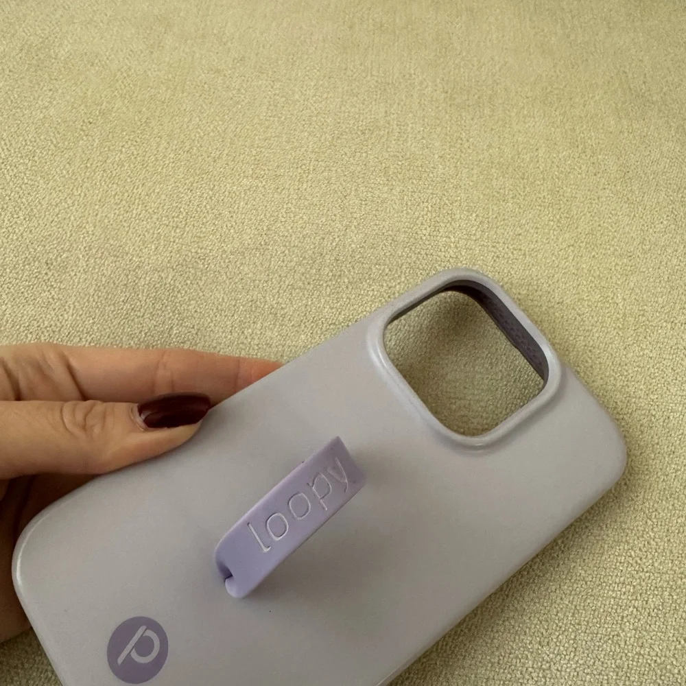 iPhone 14 Pro  Loopy Silicone Phone Case with Finger Ring Strap - Lavender